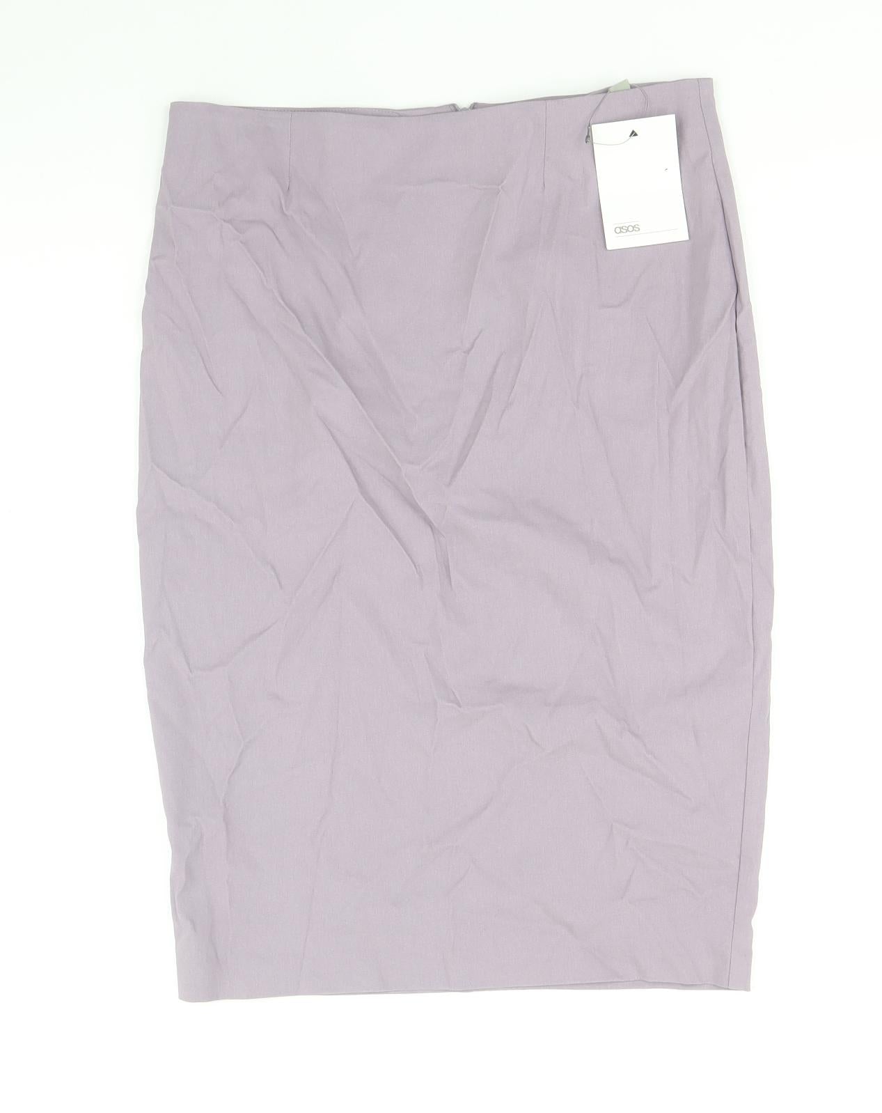 ASOS Womens Purple Viscose Straight & Pencil Skirt Size 12 Zip