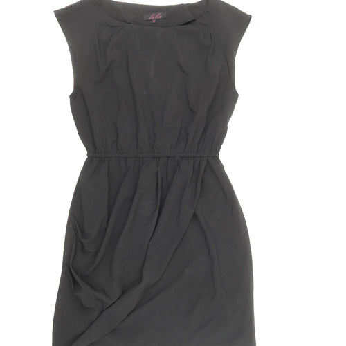 Lila Womens Black Nylon Fit & Flare Size 10 Round Neck Pullover