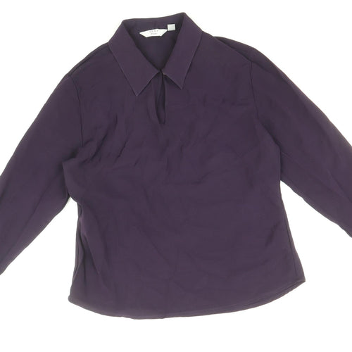 NEXT Womens Purple Polyester Basic Blouse Size 12 Collared