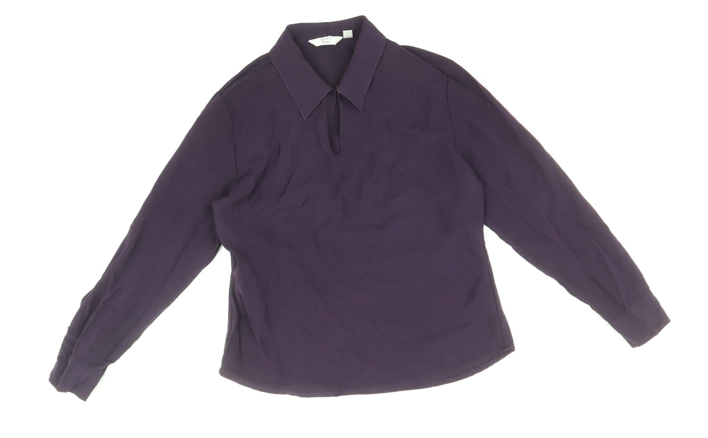 NEXT Womens Purple Polyester Basic Blouse Size 12 Collared