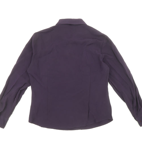 NEXT Womens Purple Polyester Basic Blouse Size 12 Collared