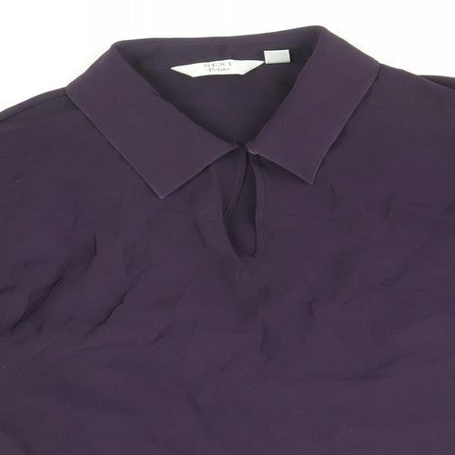NEXT Womens Purple Polyester Basic Blouse Size 12 Collared