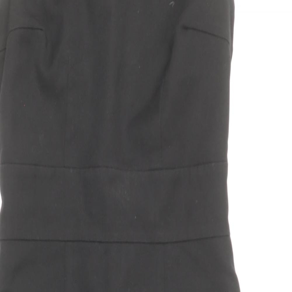 H&M Womens Black Polyester Pencil Dress Size 8 V-Neck Zip