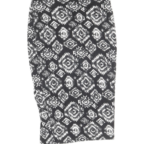 F&F Womens Black Geometric Viscose Straight & Pencil Skirt Size 10