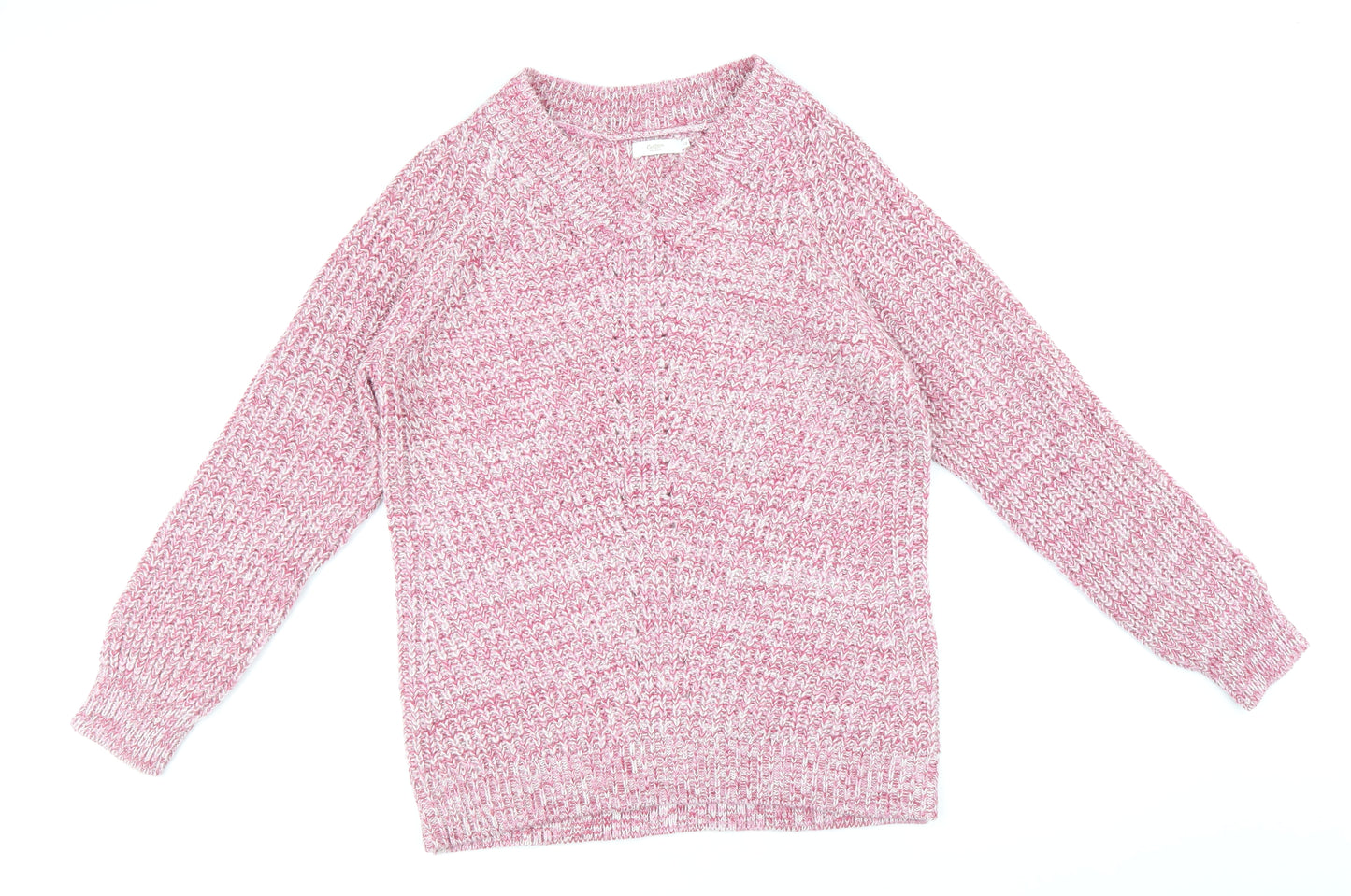 Cotton Traders Womens Pink V-Neck Acrylic Pullover Jumper Size 12