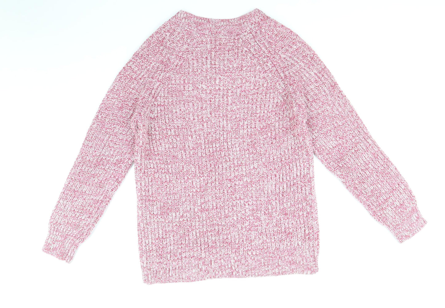 Cotton Traders Womens Pink V-Neck Acrylic Pullover Jumper Size 12