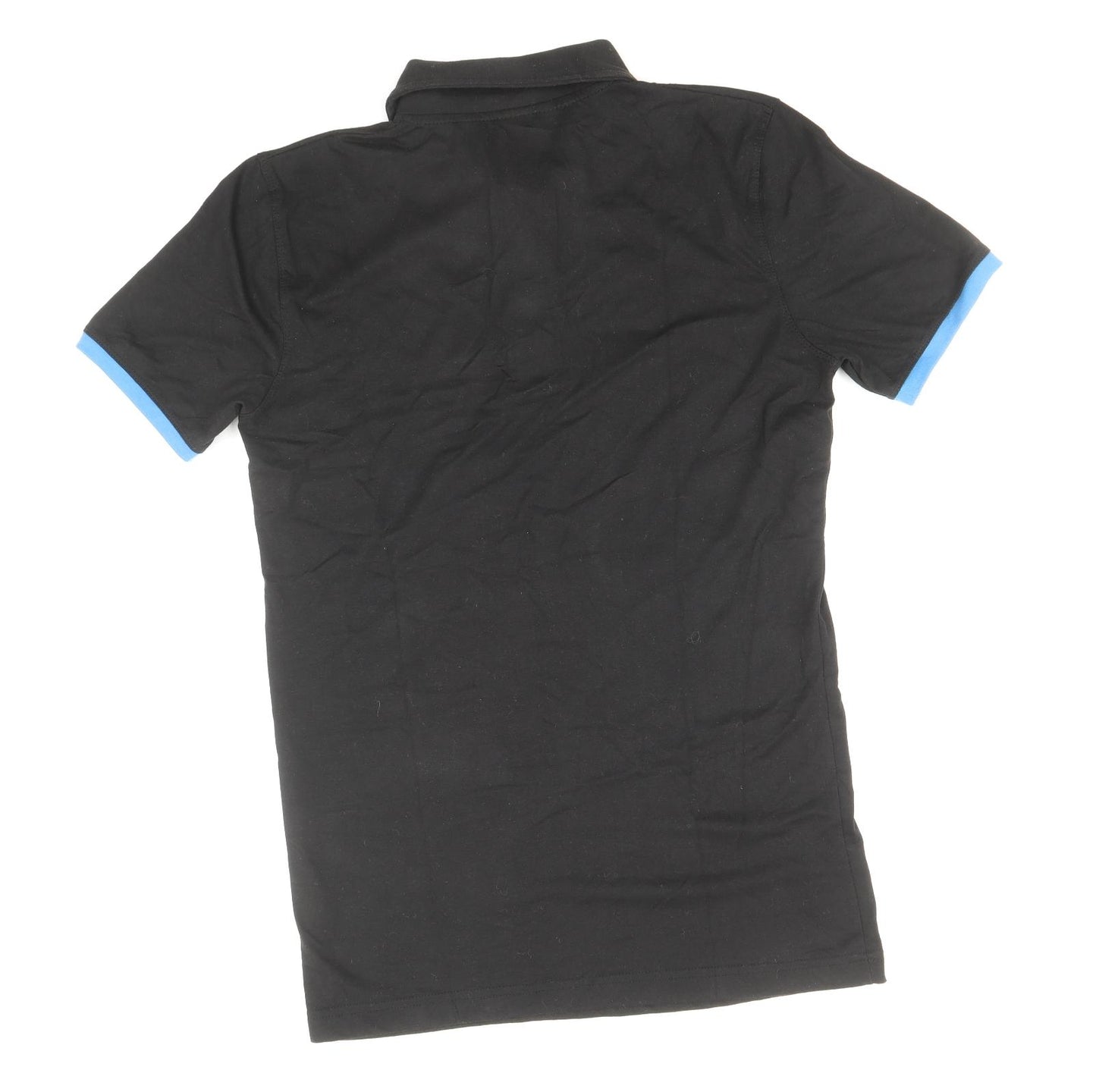 Grin&Bear Mens Black Cotton Polo Size M Collared Button