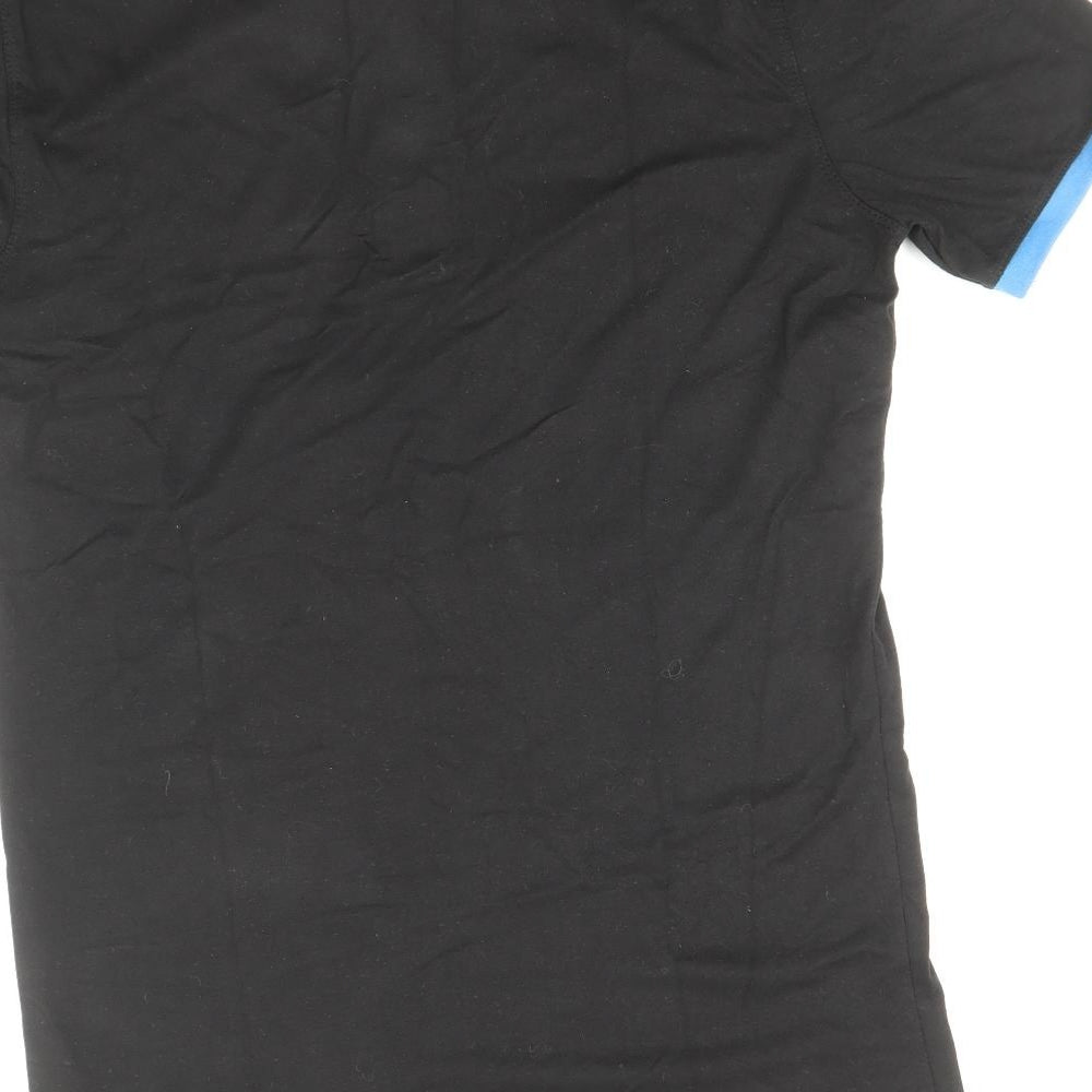 Grin&Bear Mens Black Cotton Polo Size M Collared Button