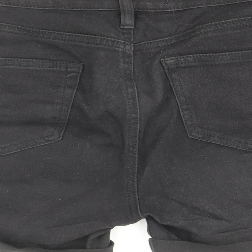 Denim & Co. Womens Black Cotton Mom Shorts Size 10 Regular Zip