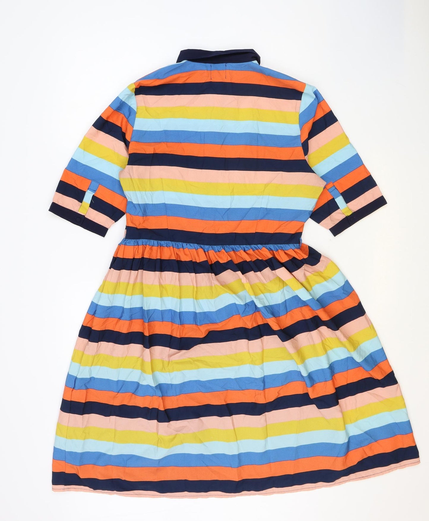 Joanie Womens Multicoloured Striped Polyester Shirt Dress Size 14 Round Neck Zip