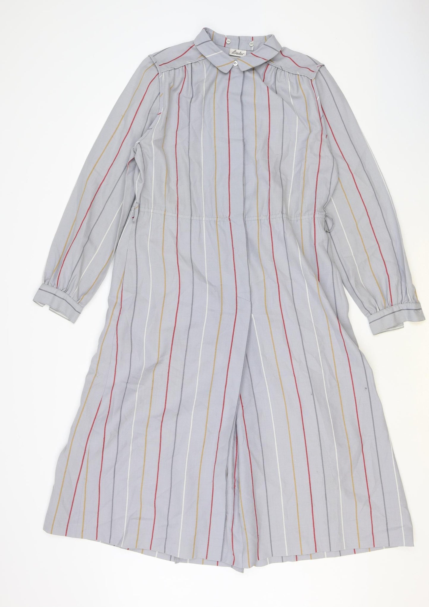 Basler Womens Grey Striped Polyester Shirt Dress Size 12 V-Neck Button
