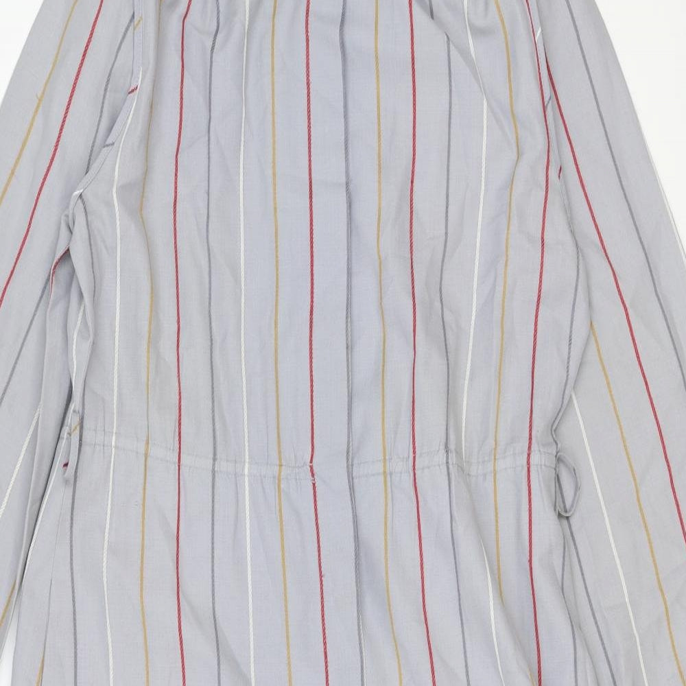 Basler Womens Grey Striped Polyester Shirt Dress Size 12 V-Neck Button