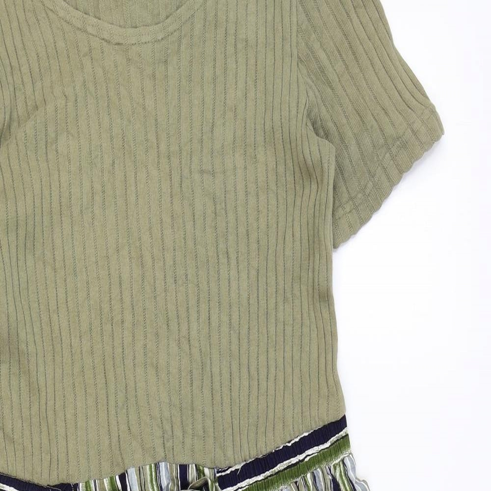 Studio Ease Womens Green Geometric Polyester A-Line Size 10 Round Neck Pullover