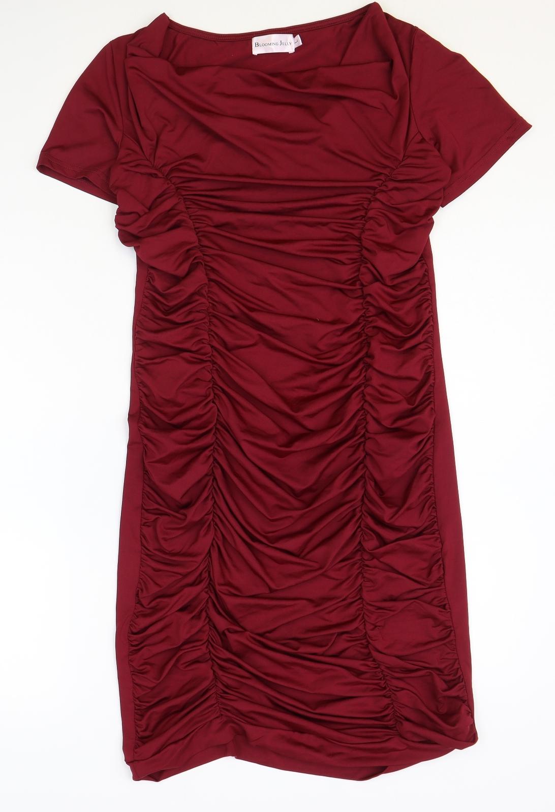 Blooming Jelly Womens Red Polyester Bodycon Size L Square Neck Pullover