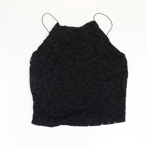 Primark Womens Black Polyester Cropped Blouse Size 10 Square Neck
