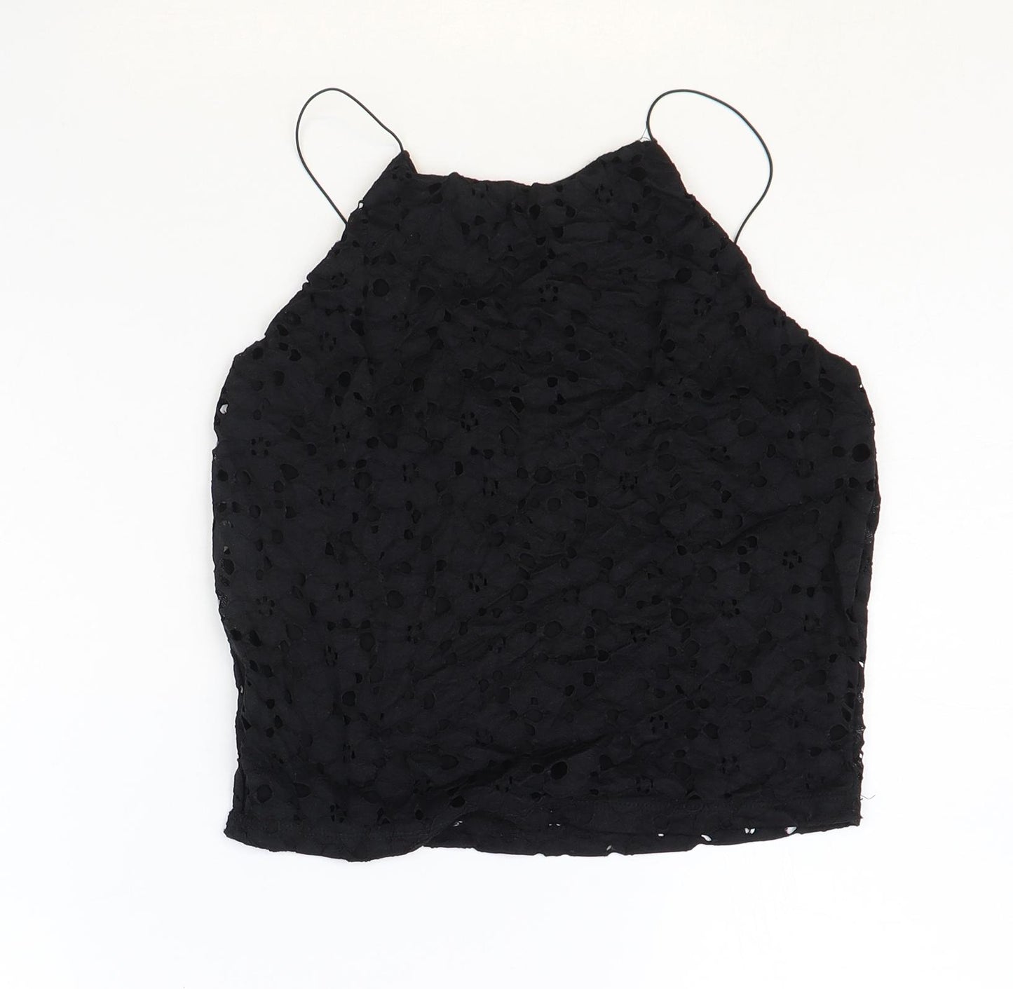 Primark Womens Black Polyester Cropped Blouse Size 10 Square Neck