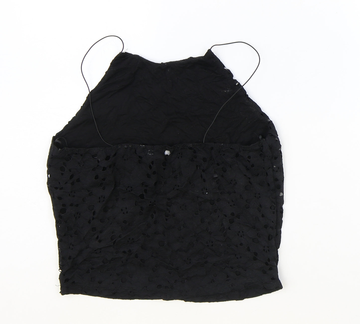 Primark Womens Black Polyester Cropped Blouse Size 10 Square Neck