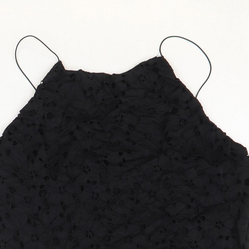 Primark Womens Black Polyester Cropped Blouse Size 10 Square Neck