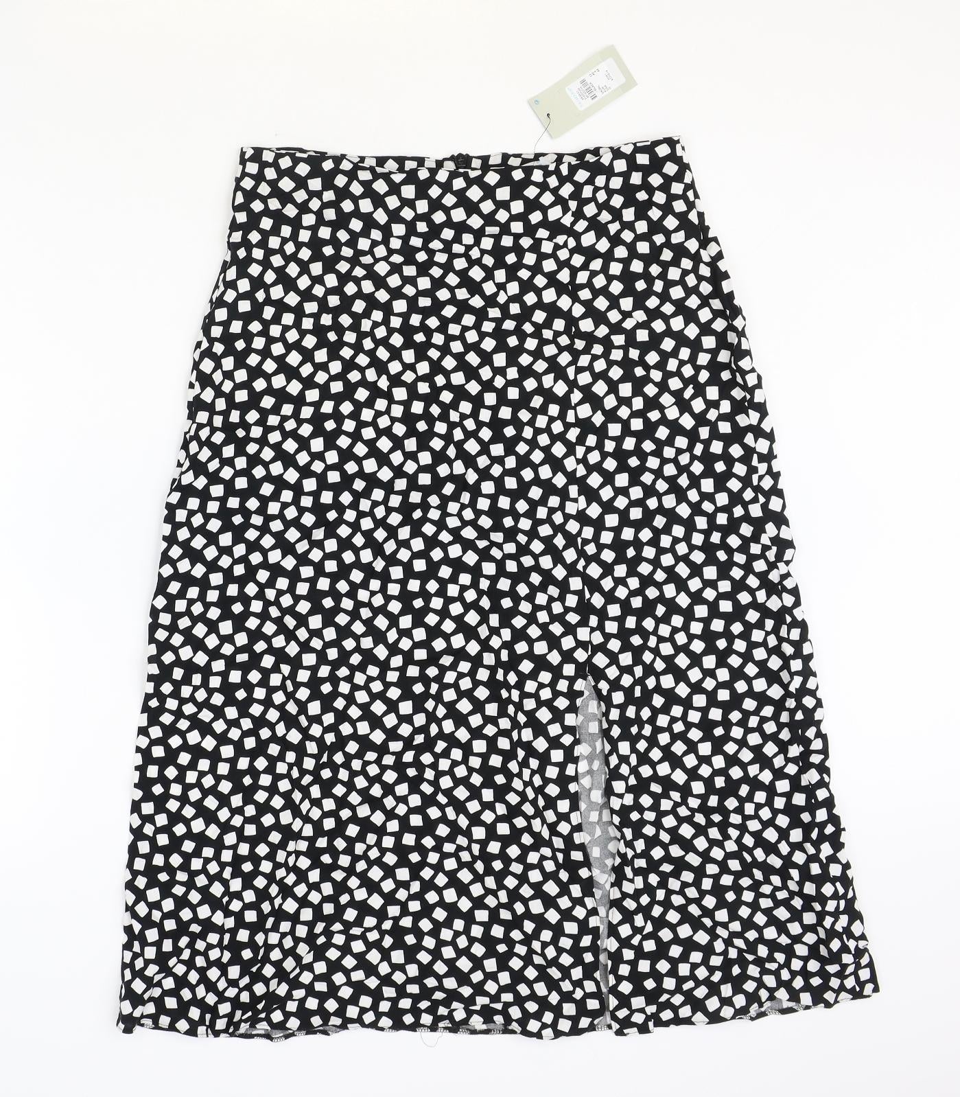 Primark Womens Black Geometric Viscose Straight & Pencil Skirt Size 12 Zip