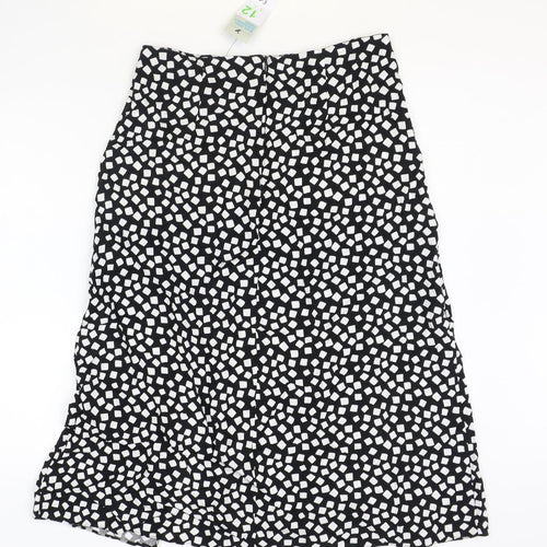 Primark Womens Black Geometric Viscose Straight & Pencil Skirt Size 12 Zip