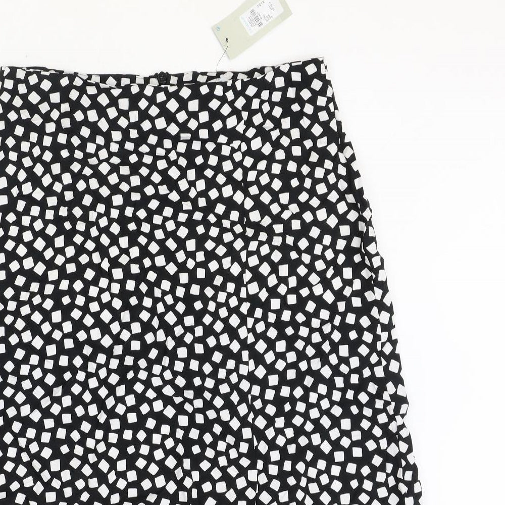 Primark Womens Black Geometric Viscose Straight & Pencil Skirt Size 12 Zip