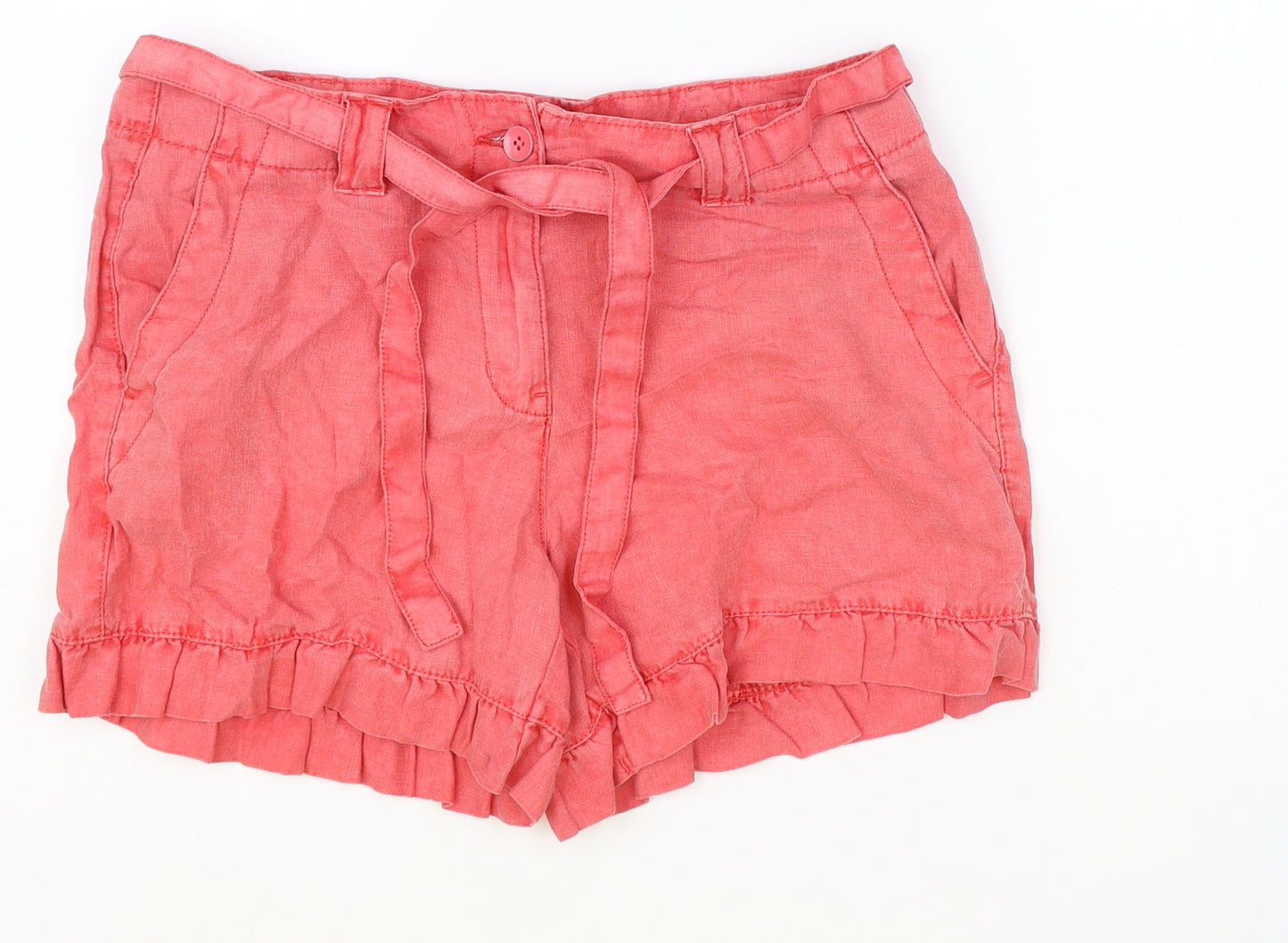 NEXT Womens Pink Linen Chino Shorts Size 10 Regular Zip