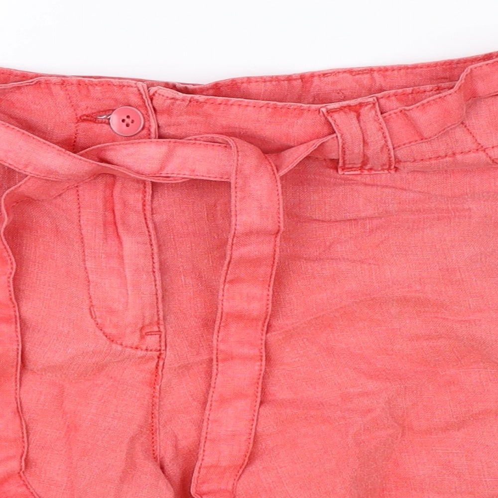 NEXT Womens Pink Linen Chino Shorts Size 10 Regular Zip