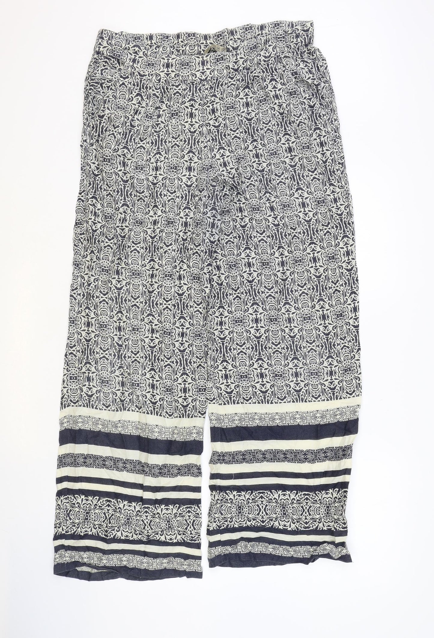 Atmosphere Womens Blue Geometric Polyester Trousers Size 12 Regular