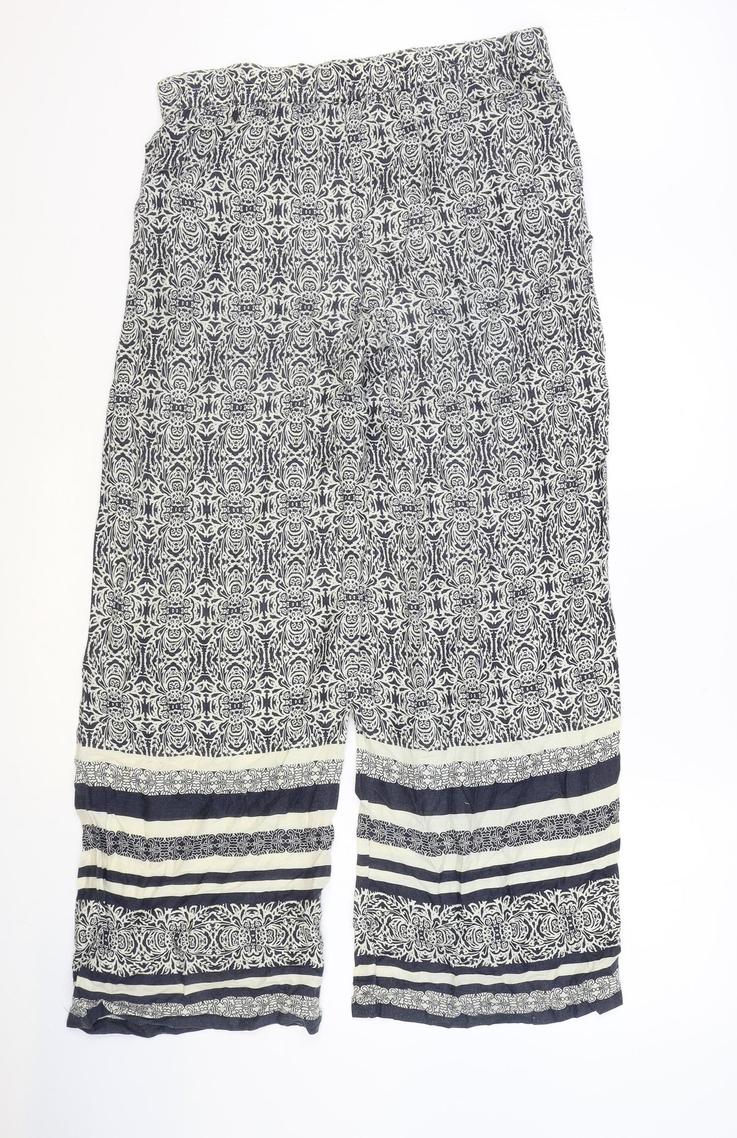 Atmosphere Womens Blue Geometric Polyester Trousers Size 12 Regular