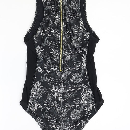 Handsome Womens Black Geometric Polyester One Piece Size S