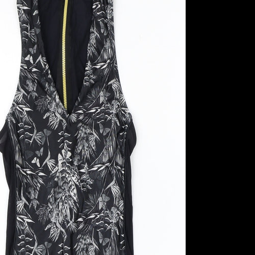 Handsome Womens Black Geometric Polyester One Piece Size S
