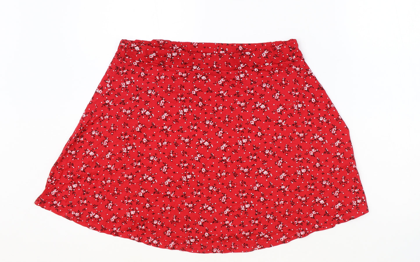 PRETTYLITTLETHING Womens Red Floral Viscose Mini Skirt Size 12
