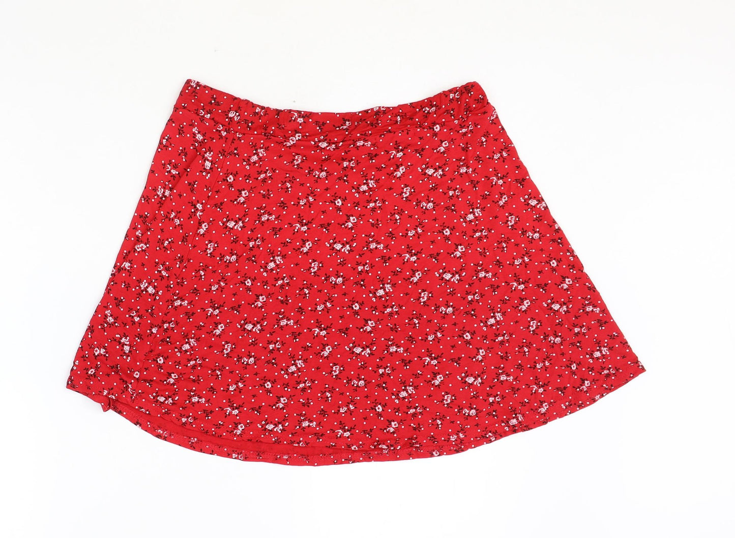 PRETTYLITTLETHING Womens Red Floral Viscose Mini Skirt Size 12