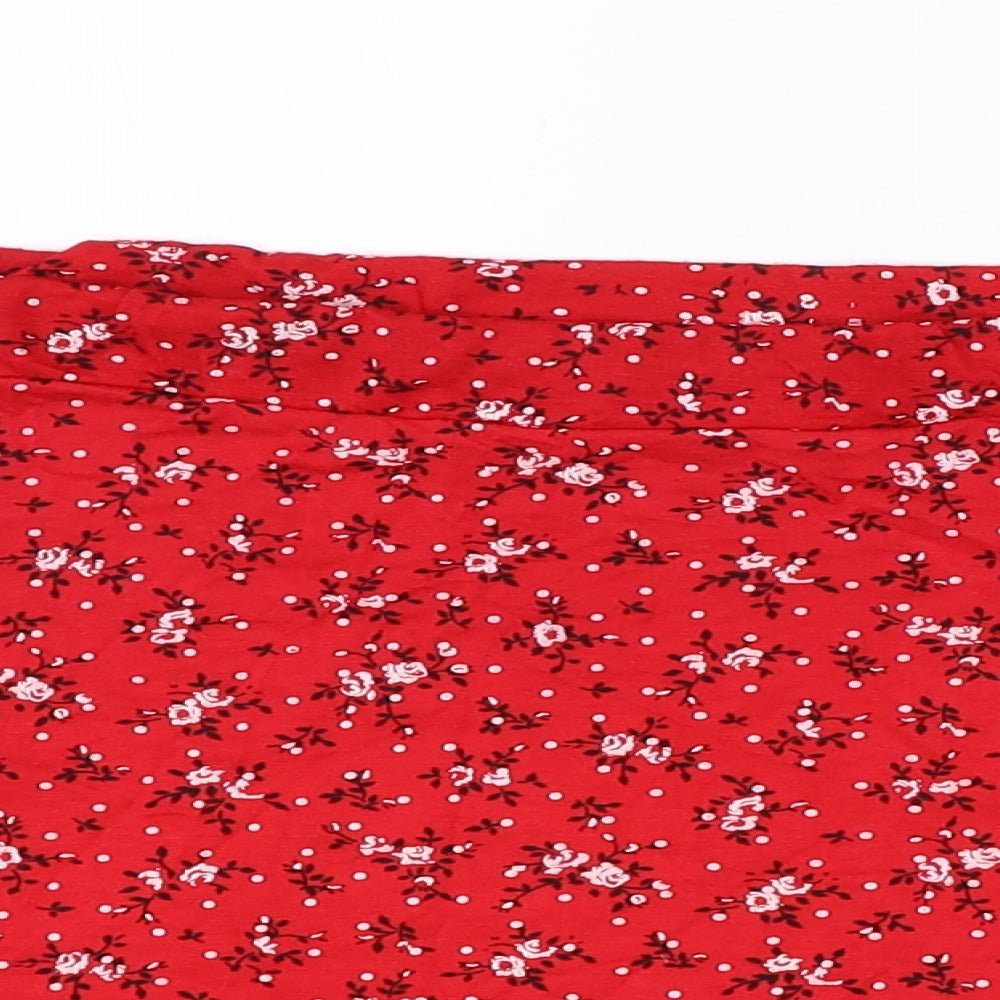 PRETTYLITTLETHING Womens Red Floral Viscose Mini Skirt Size 12