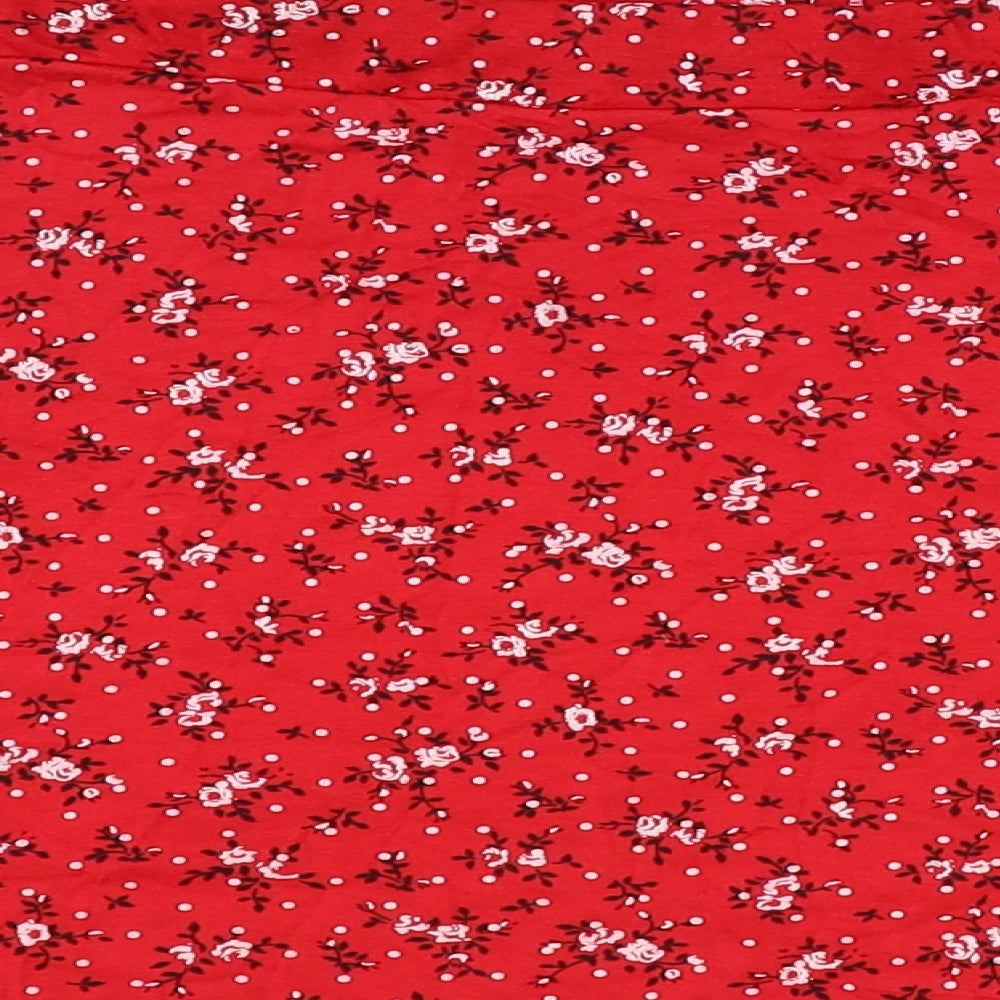PRETTYLITTLETHING Womens Red Floral Viscose Mini Skirt Size 12