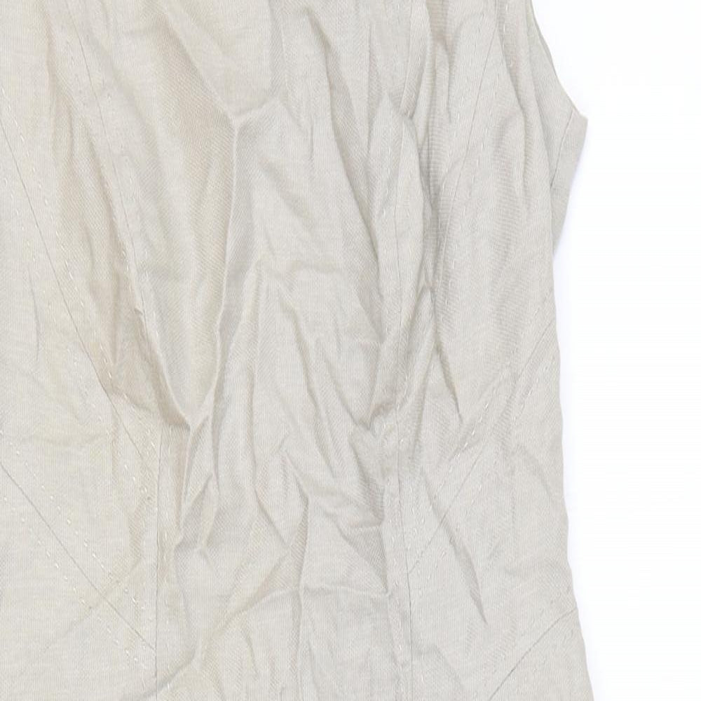 Marks and Spencer Womens Brown Polyester A-Line Size 8 Square Neck Zip