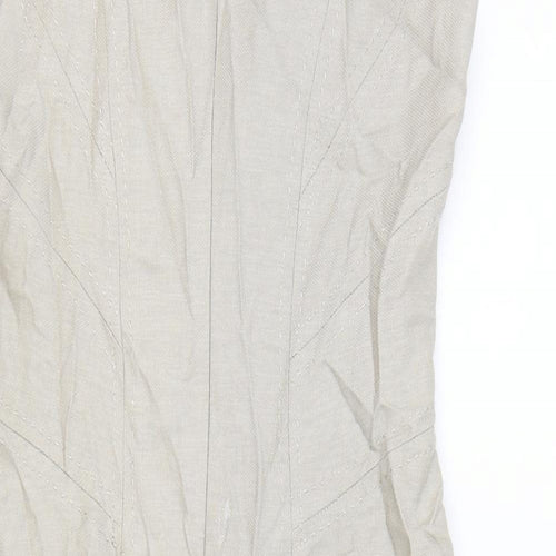 Marks and Spencer Womens Brown Polyester A-Line Size 8 Square Neck Zip