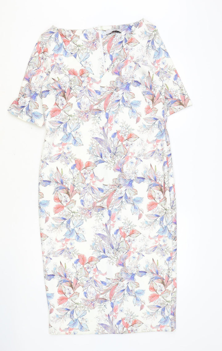 Marks and Spencer Womens Multicoloured Geometric Polyester Shift Size 12 Off the Shoulder Pullover