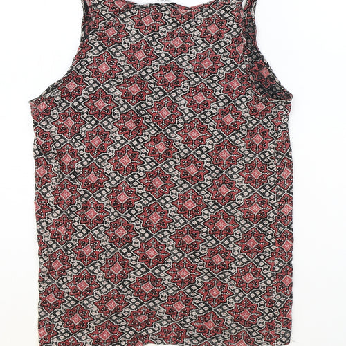 New Look Womens Multicoloured Geometric Cotton Basic Tank Size 10 Round Neck