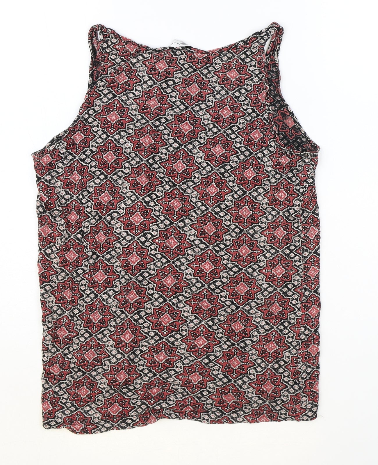 New Look Womens Multicoloured Geometric Cotton Basic Tank Size 10 Round Neck