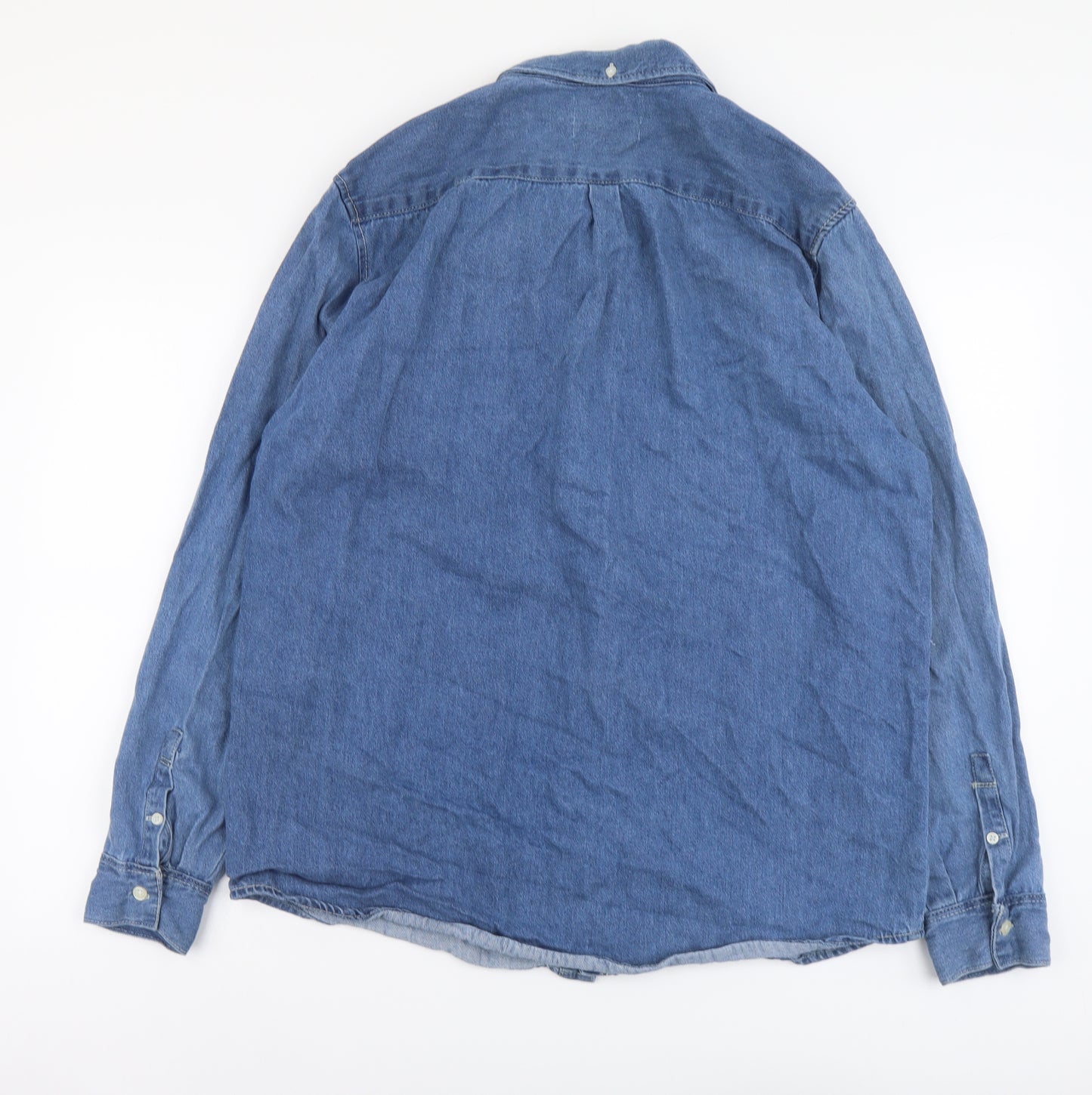 Primark Mens Blue Cotton Button-Up Size 2XL Collared Button
