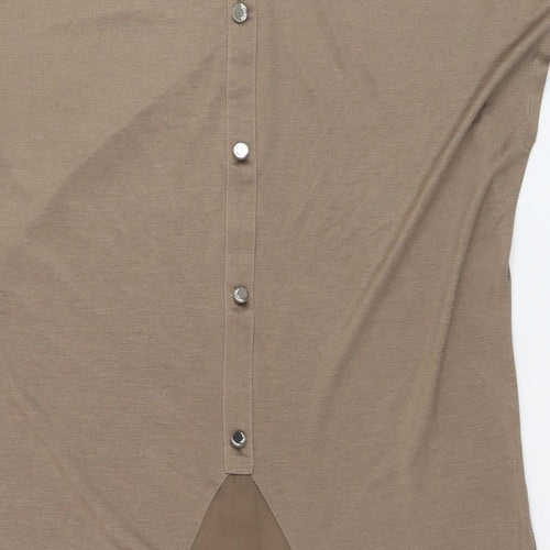 Marble Womens Beige Viscose Basic T-Shirt Size 2 Round Neck