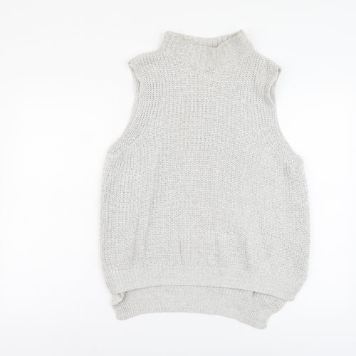 Warehouse Womens Grey Mock Neck Cotton Vest Jumper Size 6