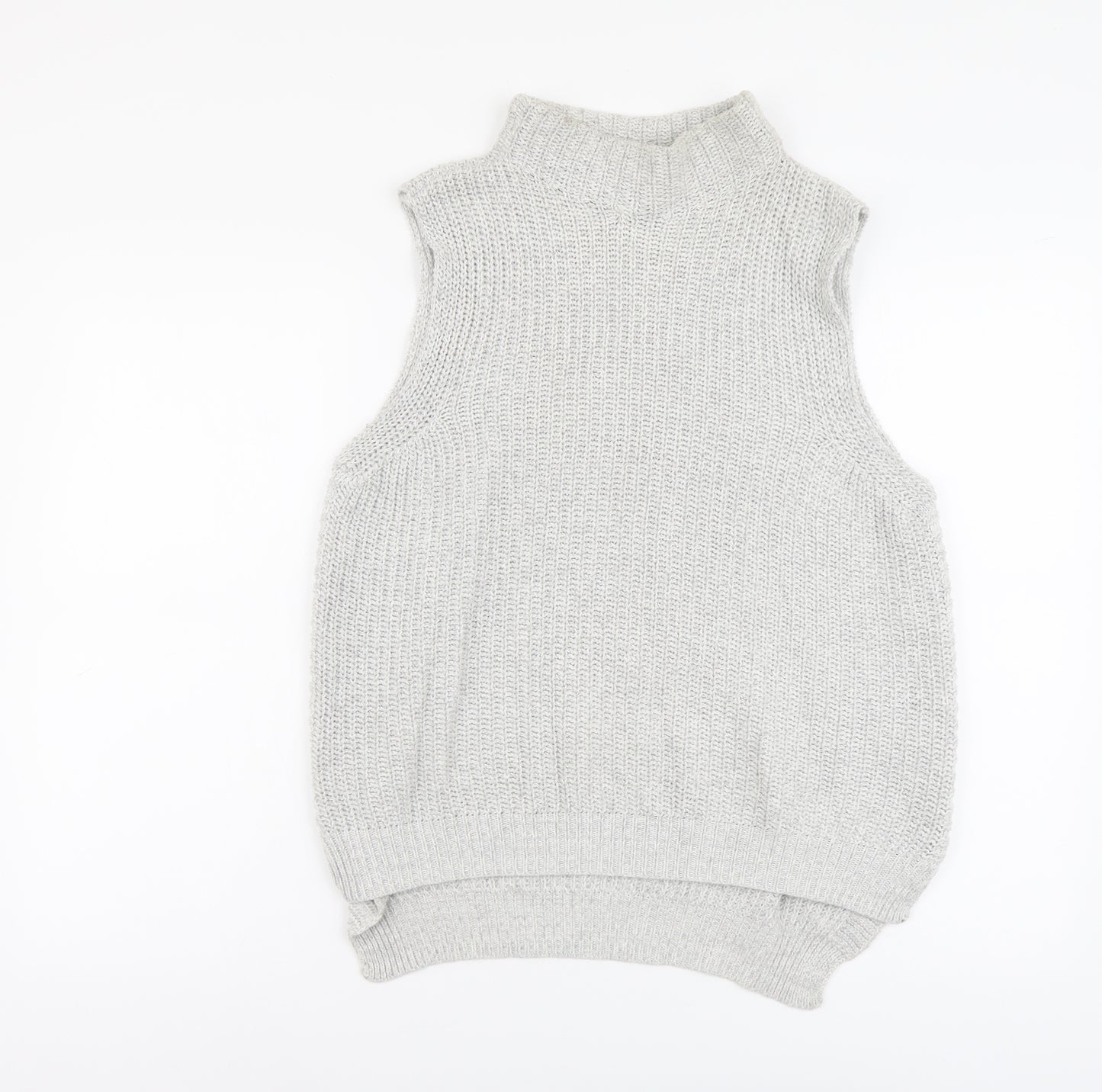 Warehouse Womens Grey Mock Neck Cotton Vest Jumper Size 6