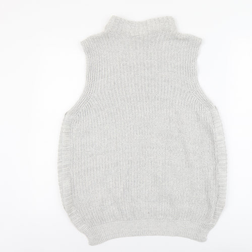 Warehouse Womens Grey Mock Neck Cotton Vest Jumper Size 6