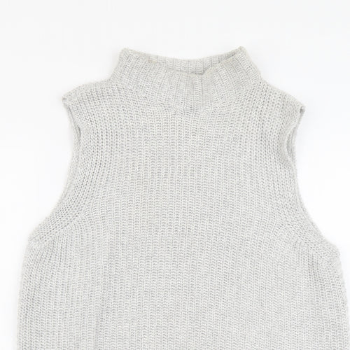 Warehouse Womens Grey Mock Neck Cotton Vest Jumper Size 6