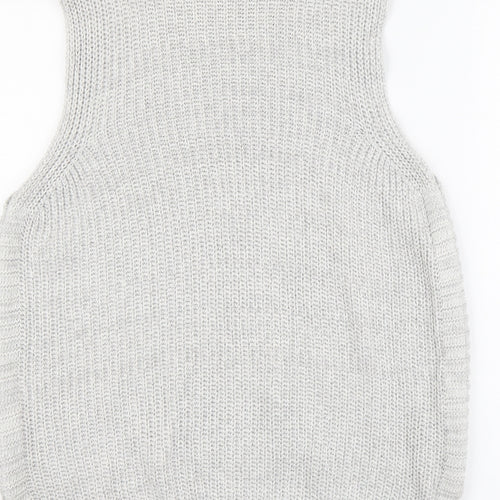 Warehouse Womens Grey Mock Neck Cotton Vest Jumper Size 6