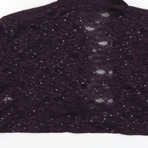 R&M Richards Womens Purple Kimono Jacket Size 12 Hook & Eye - Lace detail on back