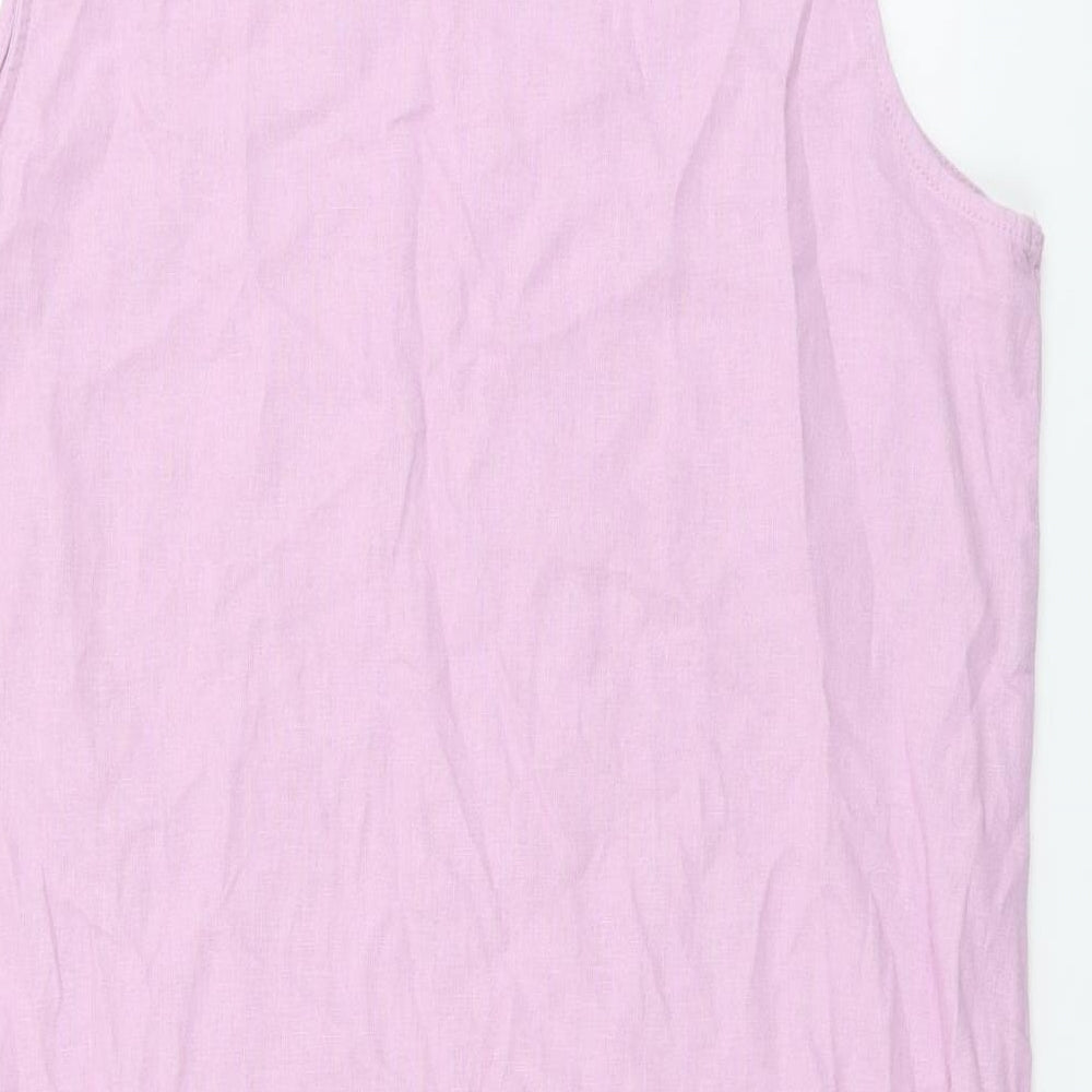 TU Womens Purple Linen A-Line Size 16 Round Neck Pullover