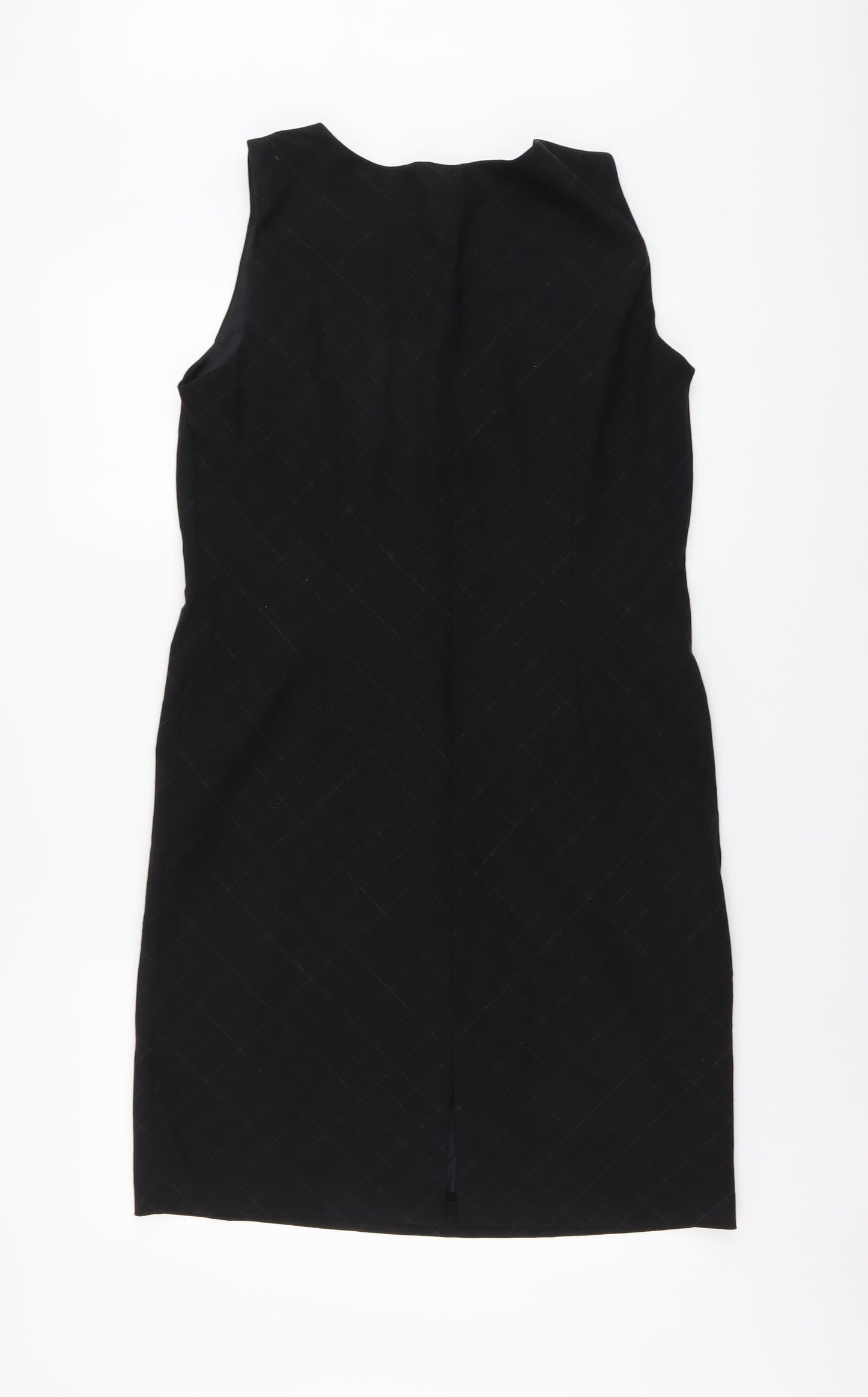 Linea Womens Black Geometric Wool Shift Size 14 Round Neck Zip